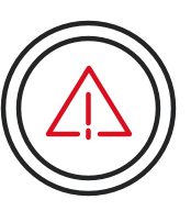 Alert graphic consists of two black circles and a red triangle with an exclamation mark in the middle.